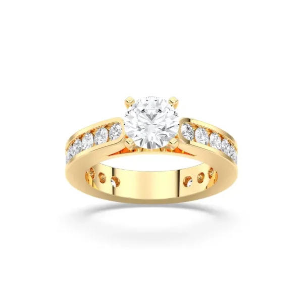 Yellow gold Round Cut Channel Set Ring - DVR038