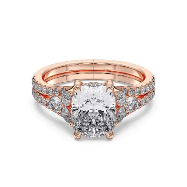 Rose gold Cushion Cut High End Hidden Halo Ring - KJR19074