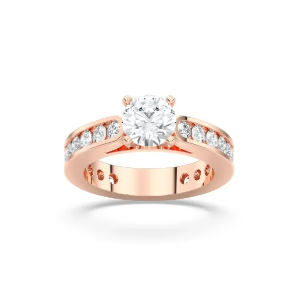 Rose gold Round Cut Channel Set Ring - DVR038