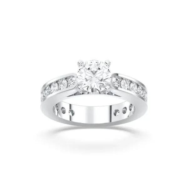 Platinum Round Cut Channel Set Ring - DVR038