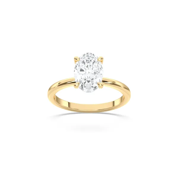 Yellow gold Oval Cut Collar Ring - DVR008