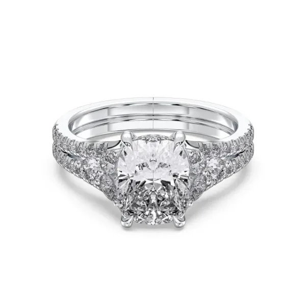 Platinum Cushion Cut High End Hidden Halo Ring - KJR19074