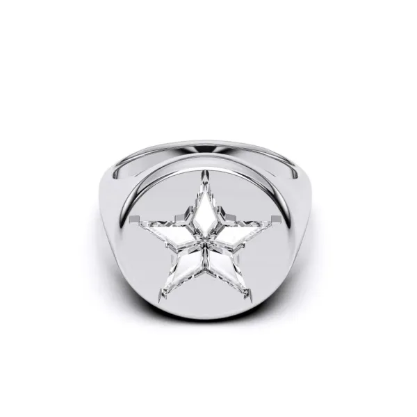 Platinum Cut Skystar Signet Ring - KR20819ST